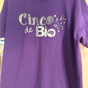 Fruit of the Loom Purple Tee with Cinco de Bio Design